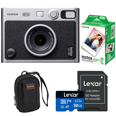 Fujifilm Instax Mini Evo Instant Film Camera, Black + Essentials Kit