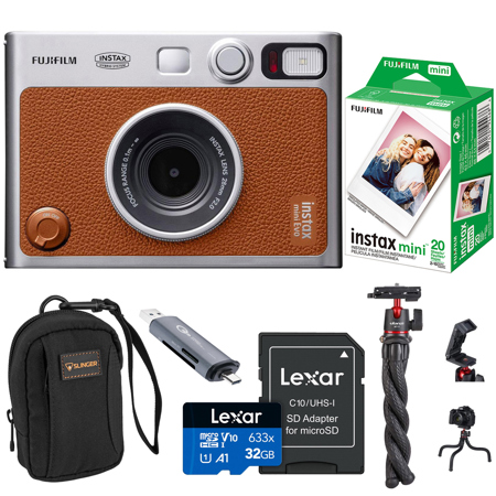 Fujifilm Instax Mini Evo Instant Film Camera, Brown + Accessories Kit