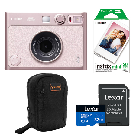 Fujifilm Instax Mini Evo Instant Film Camera Gentle Rose Essentials Kit