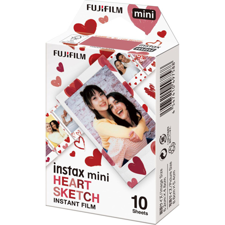 Fujifilm Instax Mini Heart Sketch Instant Film, 10 Exposures