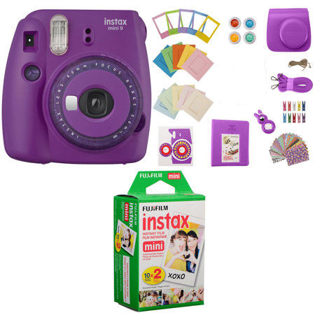 Fujifilm instax mini 9 Instant Film Camera with Clear Accents,Purple W/Acc Kit