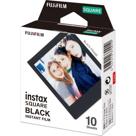 Fujifilm instax SQUARE Instant Color Film, 10 Exposures, Black Frame