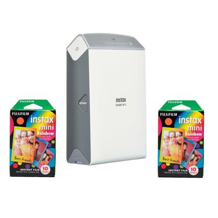 Fujifilm instax SHARE SP-2 Smartphone Printer, Silver With 2x FujiFilm Inst Film