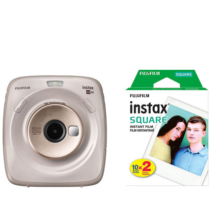 Fujifilm instax SQUARE SQ20 Hybrid Instant Camera, Beige w/Color Film - 20 Exp.