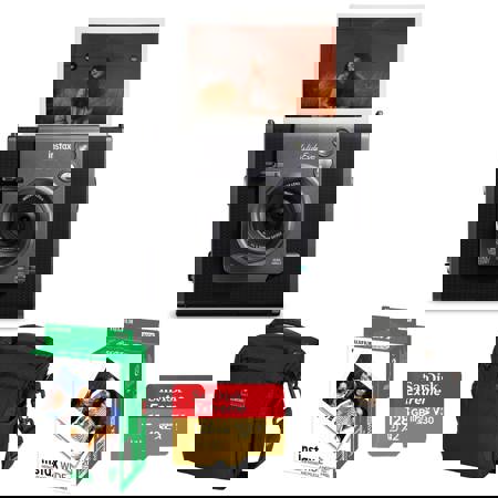 Fujifilm Instax WIDE Evo Hybrid Instant Camera, Bundle 20-Pack Film, 128GB Micro SD Card, Camera Shoulder Bag