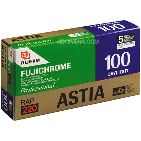 Fuji Astia Rap 100F 220mm Color Slide Film, 5 Pro Pack