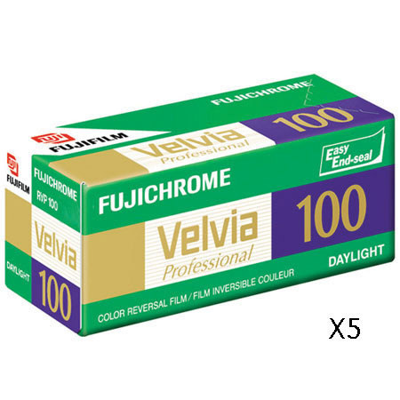 Fuji Velvia RVP 100 220mm Color Slide Film, 5-pack
