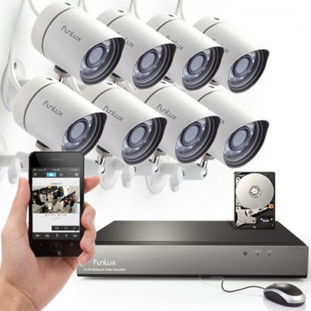 Funlux 8 Channel 720P sPoE NVR System with 500GB HDD Includes 8x Indoor Outdoor IP Bullet Camera