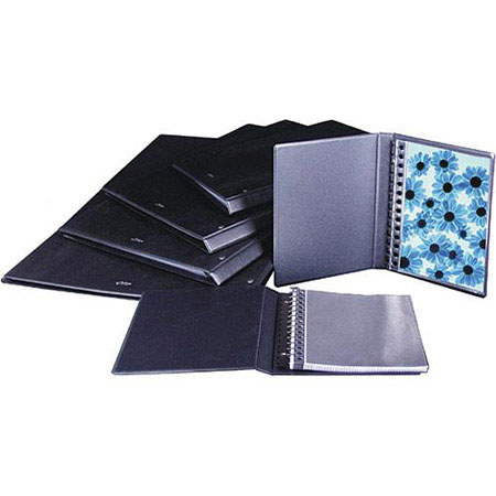 Florence FAA1206 Master Series Artisan Album, Multi-ring 4x6" with 10 Super Clear Archival Page Protectors, Black