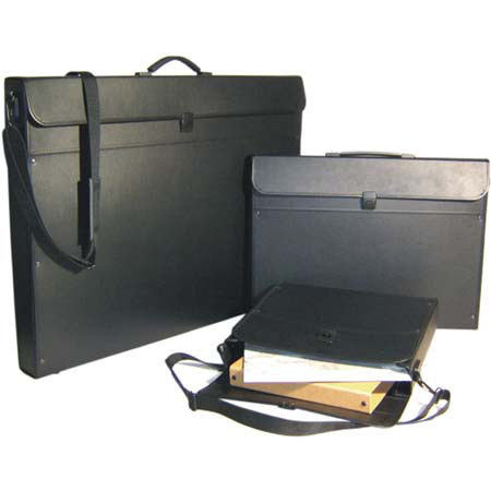 Florence Top Loading Basic Art Case, Fiberboard Portfolio Carry with Metal Latches & Reinforced Construction, 34x45x3", Black.