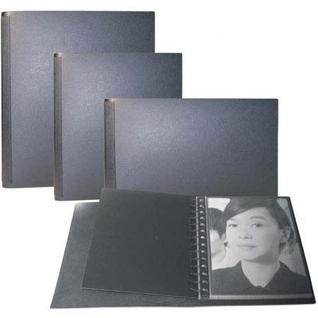 Florence Photo Album, European Bonded Leather Professional Series, Multi Ring, with 10 Super Clear Archival Page Protectors, Size 6x4", Color Black, Landscape