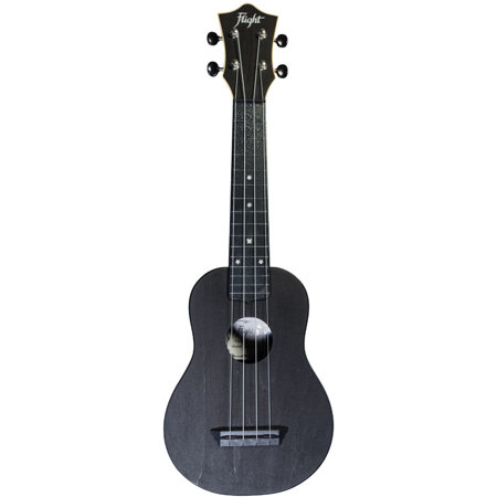 Flight TUS35 Travel Series Soprano Ukulele with Gig Bag , 15 Frets, Black Linden Top, Vintage Open Gears Tuners