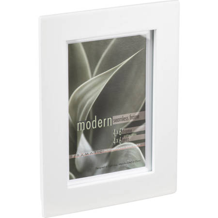 Framatic Modern 4x6" Wood Frame with Skinny Mat for 4x6" Photograph, White