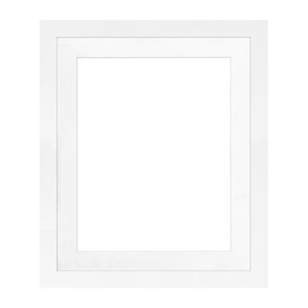 Framatic Metro Seamless O1620WX51 16x20" MDF Composite Wood Board Frame Matted| for a 11x14" Photograph - White
