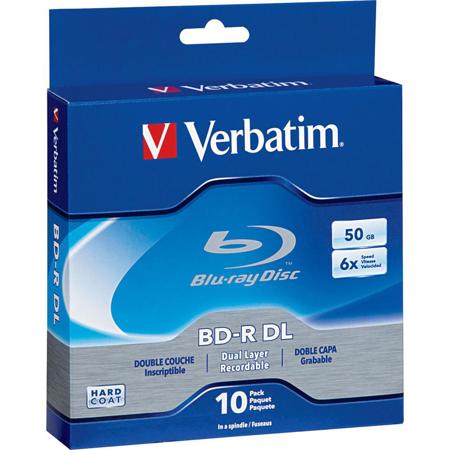 Verbatim Dual BD-R DL 50GB 6x Blu-ray Disc, 10-Pack Spindle