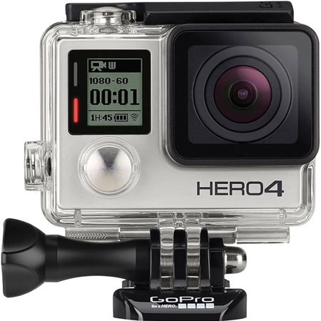 GoPro HERO4 Silver 12MP Waterproof Camera, 1080p Full HD Video, 30 fps, Ultra Wide Angle Glass Lens + SuperView, H.264