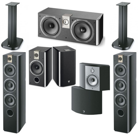 Focal Chorus Black Piano Lacquer, Major Speakers Bundle With Stand