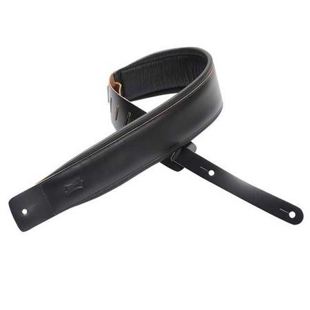 Format Standard 3" Wide Genuine Leather Guitar Strap, 37" to 50" Length Adjustable, Black