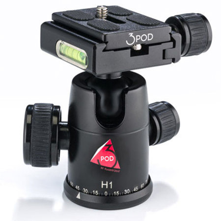 3Pod H1 BallHead with Removable Quick Release Plate,(Capacity 22lbs)