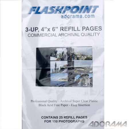 Flashpoint 3-Ring Proof Album Refill, 4x6in 3-Up, Black