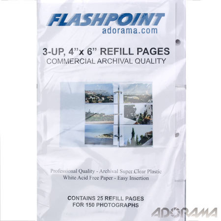 Flashpoint 3-Ring Proof Album Refill, 4x6in 3-Up, White