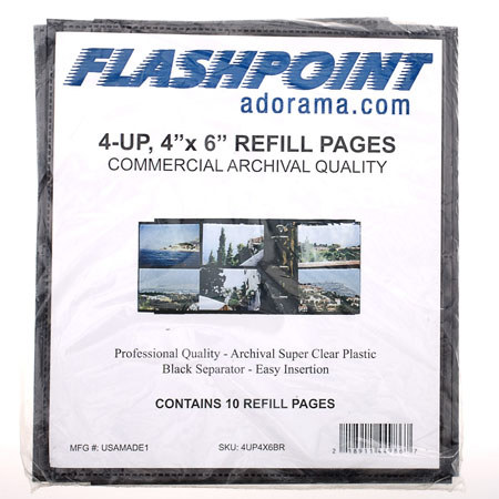 Adorama 3-Ring Proof Album Refill, 4x6in 4-Up, Black