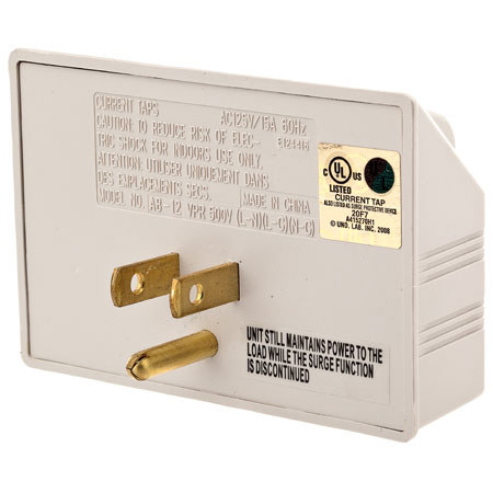 Flashpoint Surge Protector 3 Outlet Plug in MOV 270 Joules LED Power Indicator