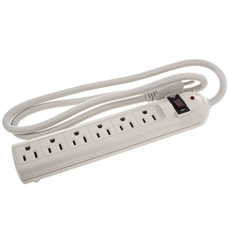 Flashpoint Power Strip, 6 Outlet, 4' Cord, Vertical Socket Orientation