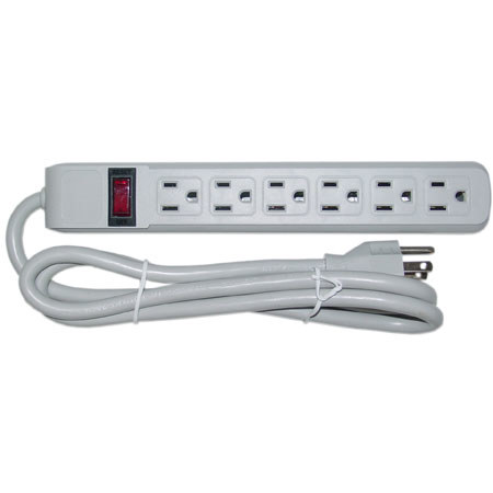 Flashpoint Power Strip, 6 Outlet, 10' Cord, Horizontal Socket Orientation