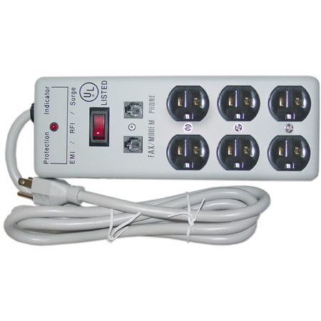 Flashpoint Surge Protector, 6 Outlet, EMI & RFI with Modem Protector, 15 Feet