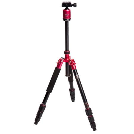 FotoPro C-40i 4-Sections Aluminum Tripod with FPH-53P Head, Red