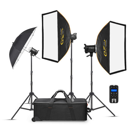 Flashpoint BLAZ 300-V 300Ws R2 Studio Monolight Flash With 10W LED Modeling Lamp and Bowens Mount (3 Light Kit)