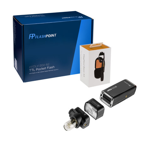 Flashpoint eVOLV 200 TTL R2 Pocket Flash With MagMod Basic Flash Modifier Kit