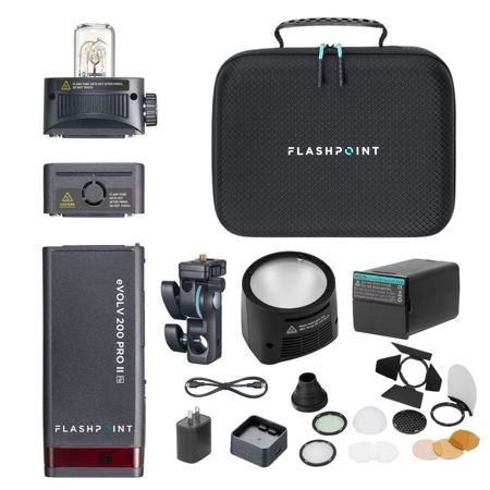 Flashpoint eVOLV 200 Pro II TTL Pocket Flash With Round Head Pro Kit