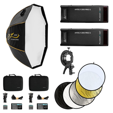 Flashpoint Starter lighting Kit, Includes Two eVOLV 200 Pro TTL Flashes and More
