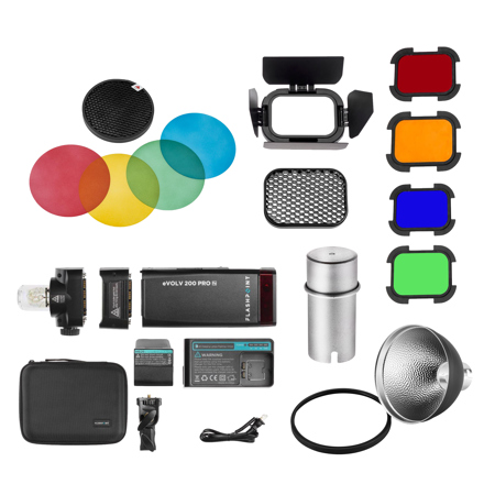 Flashpoint eVOLV 200 Pro TTL Pocket Flash w/Bulb Reflector Kit - Godox AD200 Pro