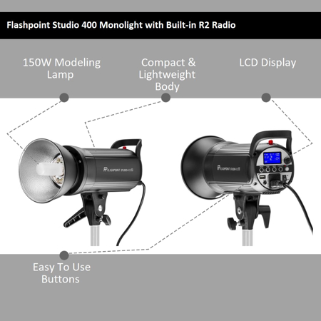 Flashpoint Studio 400 Monolight with Built in R2 Radio S 400 R2