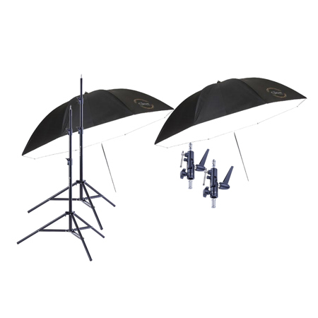 Flashpoint Umbrella Lighting Outfit with 2 Stands, Umbrellas and Mounting Brackets