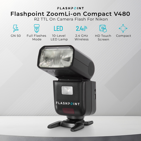 Flashpoint Zoom Li-Ion V480N TTL R2 On Camera Flash For Nikon