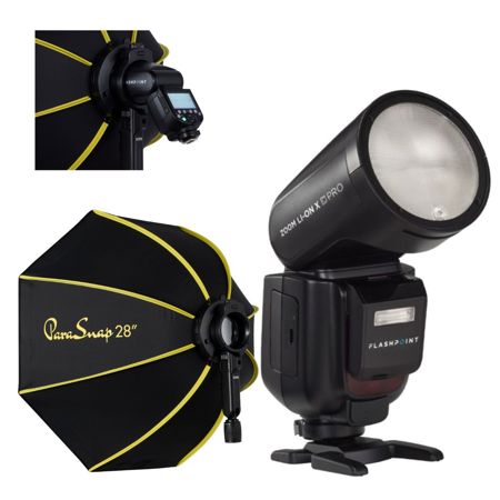 Flashpoint Zoom Li-on X PRO R2 TTL Flash With Parasnap 28" Softbox For Canon