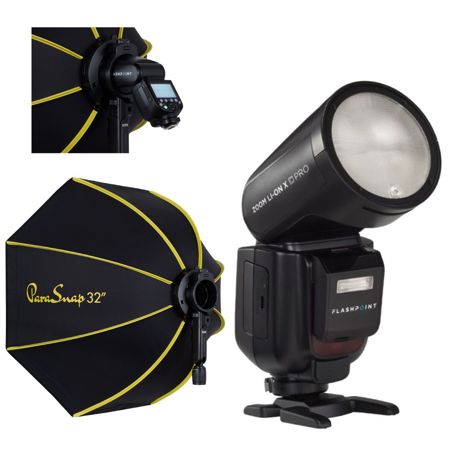 Flashpoint Zoom Li-on X PRO R2 TTL Flash With Parasnap 32" Softbox For Canon