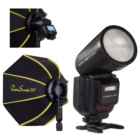 Flashpoint Zoom Li-on X PRO R2 TTL Flash With Parasnap 20" Softbox For Nikon