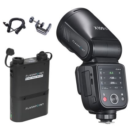 Flashpoint X100 TTL R2 On Camera Li-on Round Head Flash For Nikon, With BP-960 Power Pack
