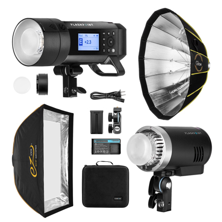 Flashpoint XPLOR 400 & 300 Pro TTL R2 Monolight Kit With EZ Lock Softboxes