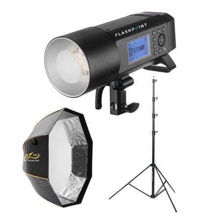 Flashpoint XPLOR 400 Pro Compact TTL R2 Monolight, Bundle with Glow 36" EZ Lock Octa Quick XL Softbox, Flashpoint 13' Auto Stand Pro