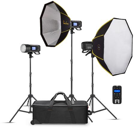 Flashpoint XPLOR 400PRO R2 HSS TTL Battery-Powered All-In-One Outdoor Flash - 3-Light Kit