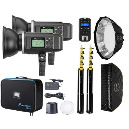 Flashpoint XPLOR 600 R2 HSS 2-Light Kit ParaPop, Quick Softbox, Light Stands