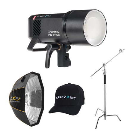 Flashpoint XPLOR 600PRO R2 TTL Battery-Powered Monolight Kit w/Softbox & C-Stand