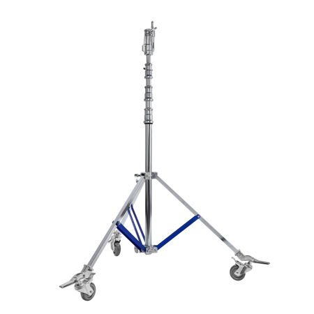 Flashpoint 13.3' High Cine Stand Pro with Combo Head, Silver, Bundle w/3x Wheels