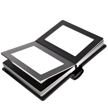 Flashpoint Pro Book Bound Album, Holds 36 5x7" Photos, Leatherette Cover With Window, Color: Black Pages, Black Cover, Silver Gilding.